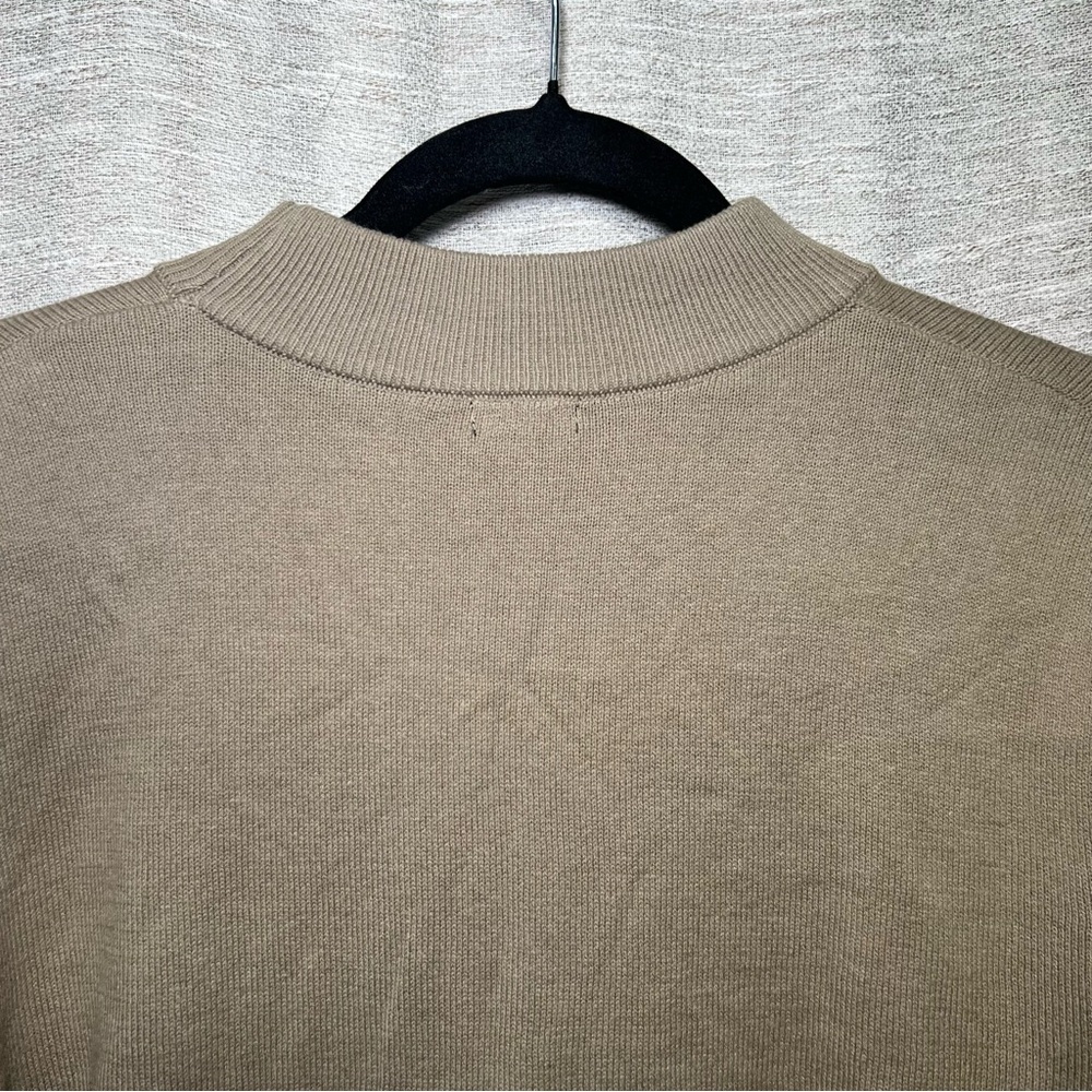 Jeff Beige Mock Neck Knit Sweater Men's Soft Minimalist Cotton Acrylic Pullover - Picture 14 of 15